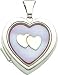 14K White Gold Mother of Pearl Heart Locket Jewelry