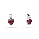 14K White Gold Genuine Heart Pink Tourmaline and Diamond Earrings