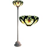 Tiffany Style Victorian Torchiere Floor Lamp in Amber Shade