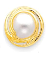 14k Yellow Gold Mabe Cultured Pearl Earrings