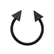HORSESHOE WITH SPIKE (BLACK) Gauge: 16, Ball Size: 3mm, Length: 10mm Sold as a Pair