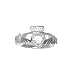 Sterling Silver White CZ Heart Claddagh Ring
