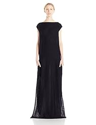 Knit Floor Length Slit  Dress With a Ribbon 