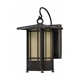 American Fluorescent EUW126MBSCT Eureka Outdoor Sconce, Transitional Mission Style with Tinted Glass Diffusers, 26W