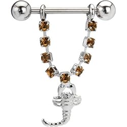 Smoked Topaz Gem Scorpion Nipple Ring