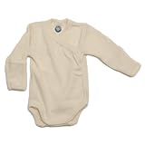 Cosilana Baby Wickelbody mit Kratzschutz, Farbe natur, Größe 50/56, Wolle / Seide