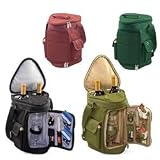 Picnic Time Meritage Insulated, Triangular 2-Bottle Wine Tote w/ Service For 2 (Hunter Green)