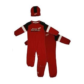 nhl redwing clothing baby coverall cap