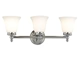 Kenroy Home 80562CH Cairo Three-Light Vanity Light with 6-Inch Frosted White Glass Shades