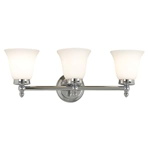 Kenroy Home 80562CH Cairo Three-Light Vanity Light with 6-Inch Frosted White Glass Shades by 