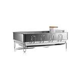 Simplehuman Steel Frame Dish Rack with Bamboo Knife Block, White