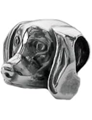 Genuine Zable (TM) Product. 925 Sterling Silver Dachshund Dog Face Charm. 100% Satisfaction Guaranteed.