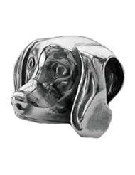 Genuine Zable (TM) Product. 925 Sterling Silver Dachshund Dog Face Charm. 100% Satisfaction Guaranteed.