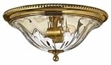 Hinkley 3616BB, Oxford Round Glass Flush Mount Ceiling Lighting, 2 Light, 120 Total Watts, Brass