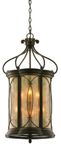 Corbett-Lighting 67-46 ST. MORITZ 6LT ENTRY CHANDELIE, MORITZ BRONZE Finish - TEA STAIN Glass