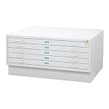 42 W Five-Drawer Steel Flat File with Optional Closed Base