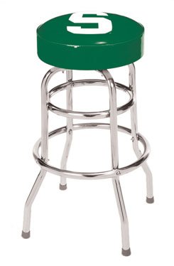 Double Rung Chrome Bar Stool Michigan State