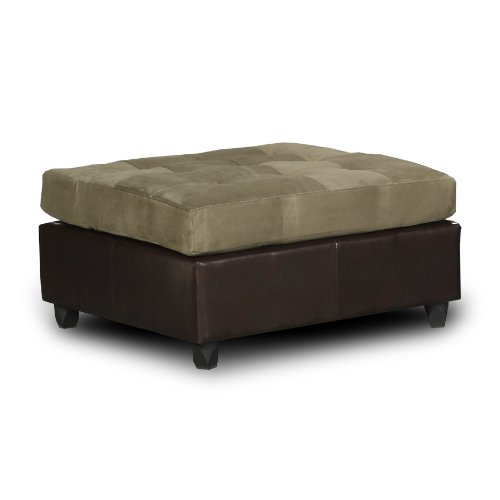 Bobkona Matrix Microfiber Plush Ottoman in Sage Color