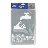 Quartet ADA Hygiene Sign, "Employees Must Wash Hands..." Tactile Symbol/Braille, 6 x 9 Inches (4726)
