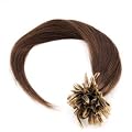 100S 100 STRANDS Pre Bonded Nail U Tip 100 % Remy Human Straight Hair Extensions BROWN #4 18 inch 18" 18 in 45 cm