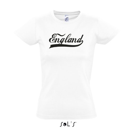 Damen T-Shirt – England Oldschool LÄNDERSHIRT EM / WM FAN Trikot S-XXL , White – schwarz , S