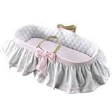 Skirted Gingham Moses Basket - Color Pink Gingham
