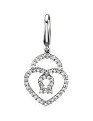 CleverEves 14K White Gold 1 4 Ct Tw Diamond Heart Padlock Charm