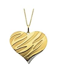 14K Yellow Gold .04 Ct Tw 14Ky/Rhodium Plated Diamond Heart Necklace