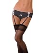 Sexy Black Pinstripe Open Crotch Boy Short pantie Garters Stockings Included