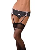 Sexy Black Pinstripe Open Crotch Boy Short pantie Garters Stockings Included