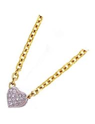 14k Two-Tone Solid Gold Diamond Heart-Shaped Necklace (0.24 cts.tw.)