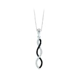 10K White Gold 0.12 ct. Black and White Diamond Pendant with Chain