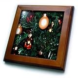 IMAGE OF Christmas Tree Ornaments Oil Painting - 8x8 Framed Tile