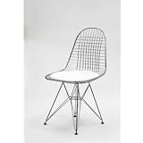 Wire Tower Side Chair with White Vinyl Cushion