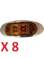 Automotive Parts and Accessories: Set of 8 AutoSmart 2" KL-15114AE Amber Oval LED Clearance/Side Marker Light with Chrome Bezel for TRUCK TRAILER - KT