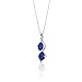 Peora Created Sapphire Pendant Earrings Necklace Sterling Silver Double Oval Shape