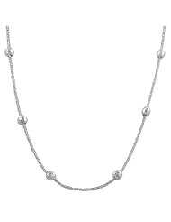 Sterling Silver Sparkle Chain & Diamond-cut Balls Station Necklace (18 Inch)