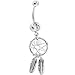 Dangling Dream Catcher Belly Button Ring Clear Gem 14g 7/16