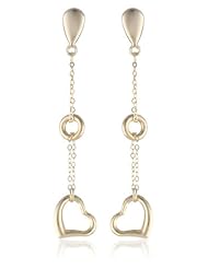14K Yellow Gold Heart Dangle Earrings