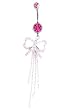 Stainless Steel Dangle Belly Ring with Pink CZ