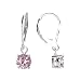 Jewelry : Sterling Silver 6mm Round Pink CZ Leverback Earrings