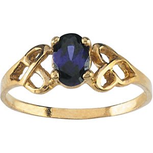 14K Yellow Gold Teen Oval Imitation Amethyst Ring