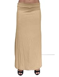Apparel: Gorgeous Womens Rayon Span Full Length MAXI SKIRT: Sand (LARGE)