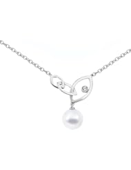 Ze Sterling Silver Pearl and Diamond Necklace
