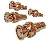 4 x HQ GOLD RCA Phono S to BNC P connector interface changers adapters. Convert a Phono Plug to BNC plug in seconds without solder. an HDinterconnects branded product