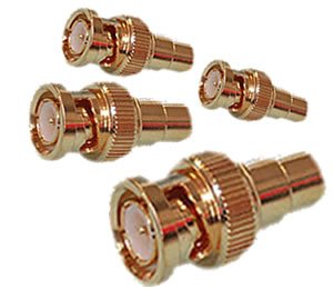 4 x HQ GOLD RCA Phono S to BNC P connector interface changers adapters. Convert a Phono Plug to BNC plug in seconds without solder. an HDinterconnects branded product