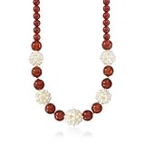 Carnelian and Clustered Pearl Necklace, 17.5