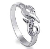 Clear Cubic Zirconia Designed Sterling Silver Band Ring