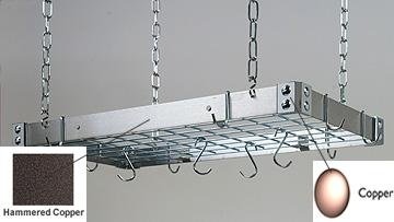 Rectangular Pot Rack w All Metal in Black w Brass Hooks (Hammered Copper/Copper)