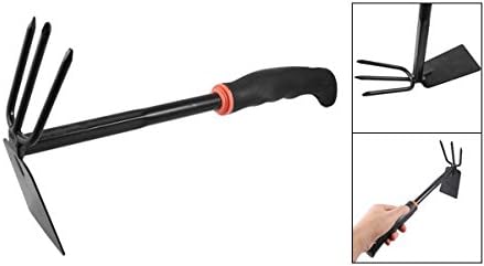 Black Nonslip Rubber Handlegrip Metal Dual Head Hand Tool Garden Hoe 13"